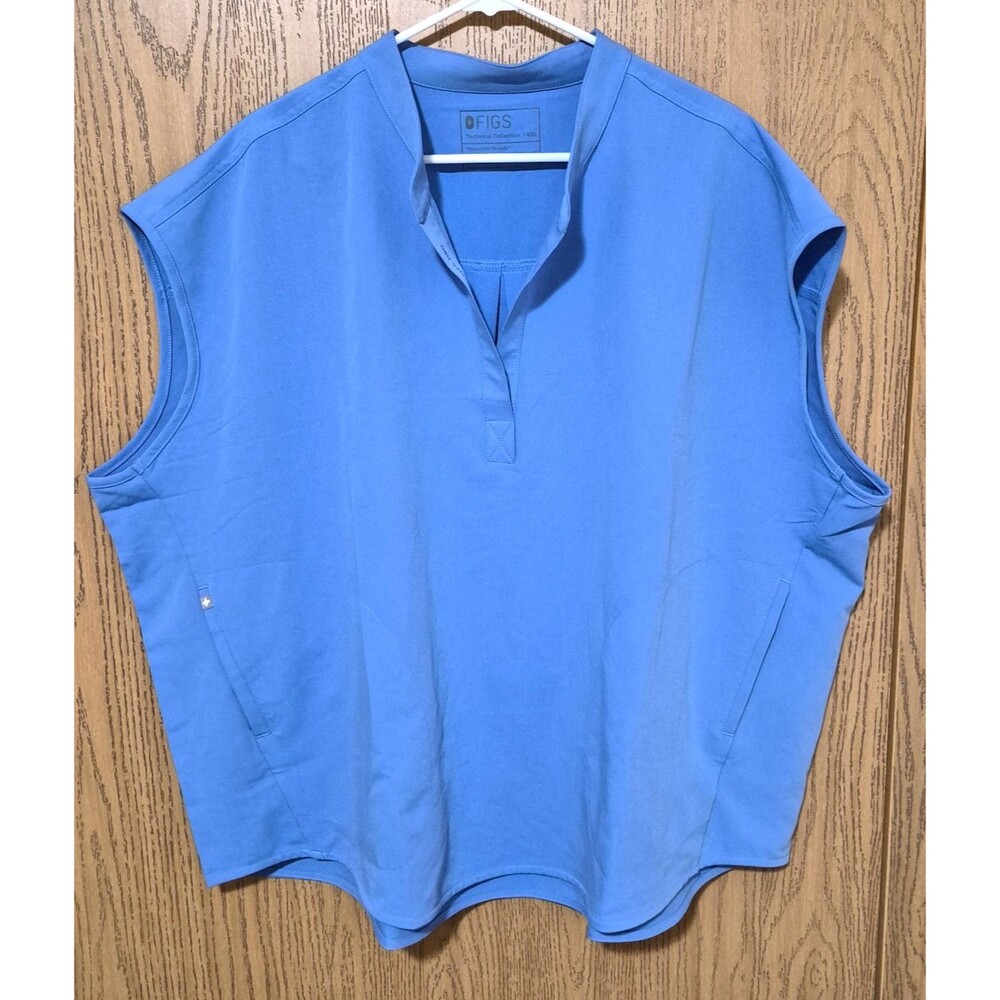 FIGS Rafaela Three Pocket Scrub Top Sleeveless Blue Size 4XL NEW WITH TAGS